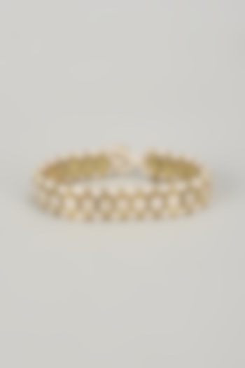 Gold Finish White Stone Bracelet by House Of Tuhina at Pernia's Pop Up Shop