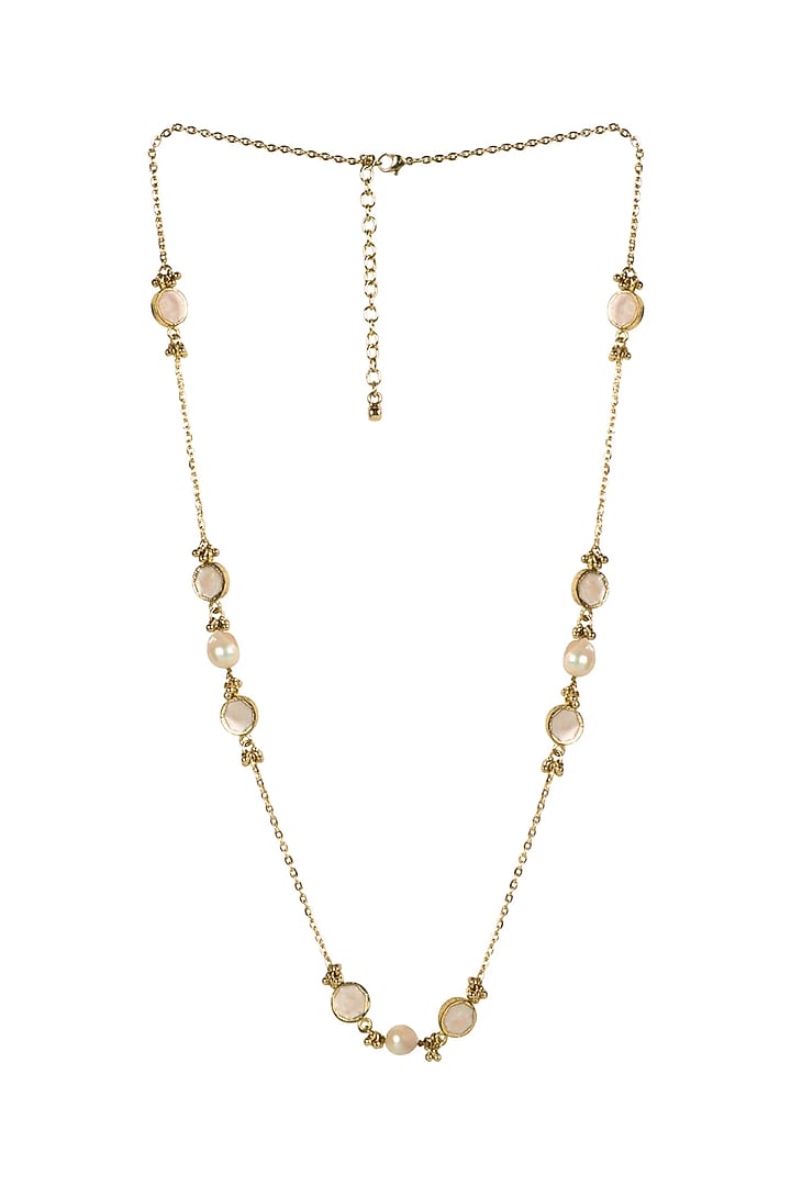 Gold Finish Freshwater Pearl Necklace by House of Tuhina at Pernia's Pop Up Shop