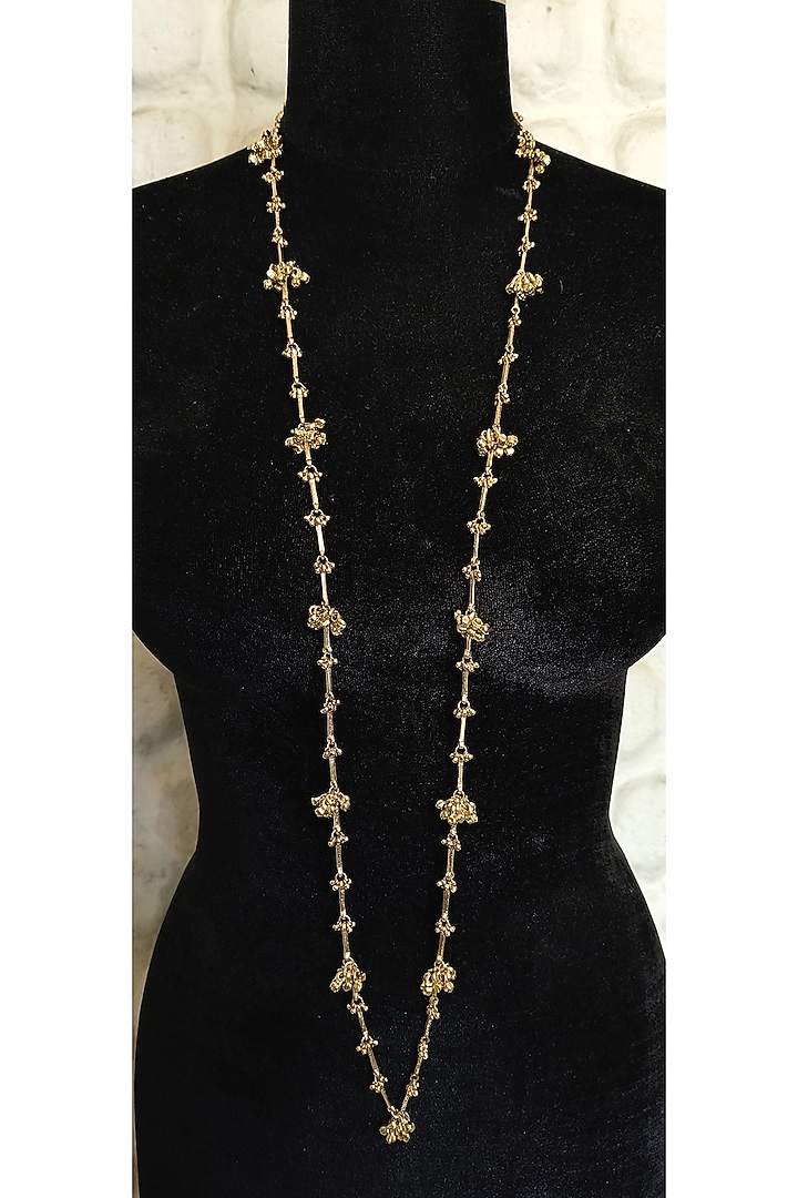 Gold Finish Freshwater Pearl Necklace by House of Tuhina at Pernia's Pop Up Shop