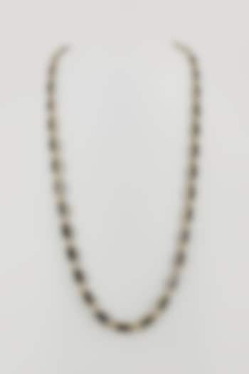 Gold Finish Black Stone Necklace by House Of Tuhina at Pernia's Pop Up Shop