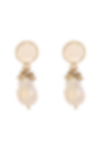 Gold Finish Fresh Water Pearl Dangler Earrings by House of Tuhina at Pernia's Pop Up Shop