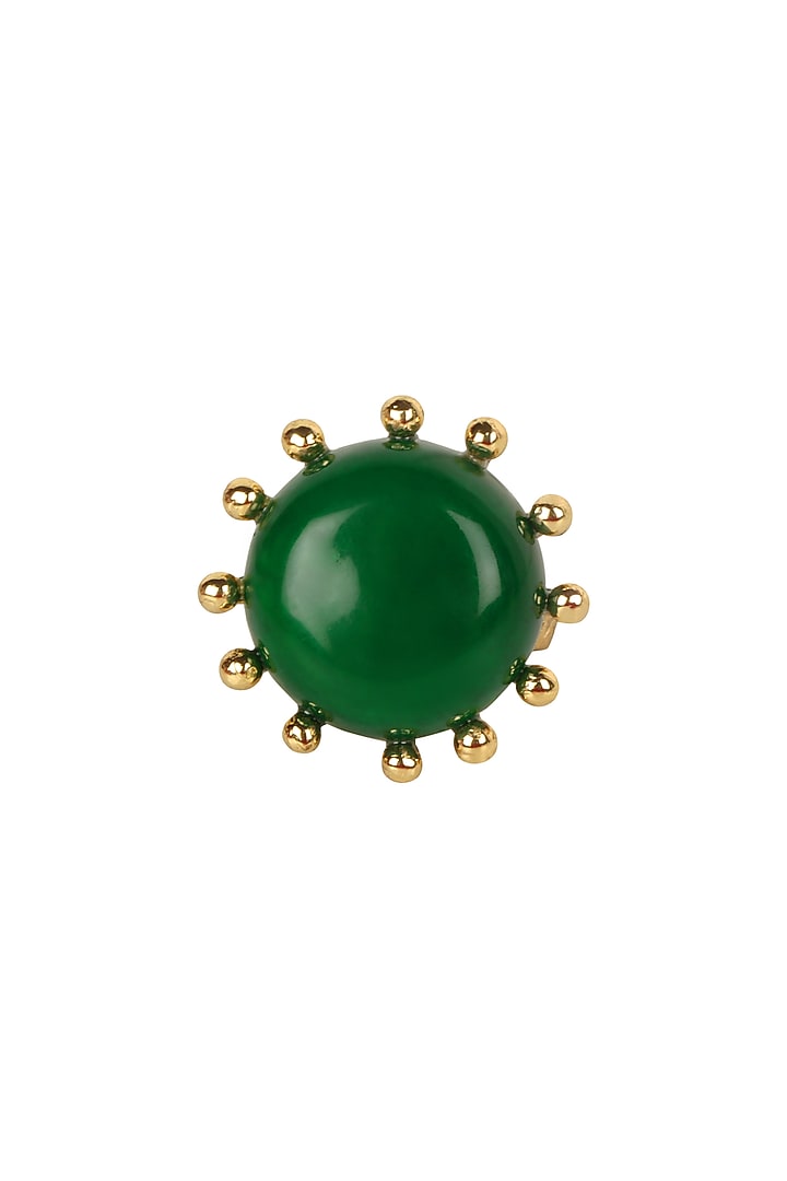 Gold Finish Green Freshwater Pearl Adjustable Ring by House of Tuhina at Pernia's Pop Up Shop