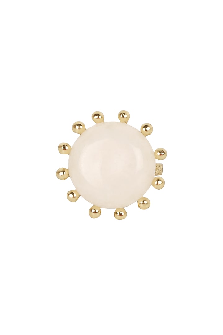 Gold Finish White Freshwater Pearl Adjustable Ring by House of Tuhina at Pernia's Pop Up Shop