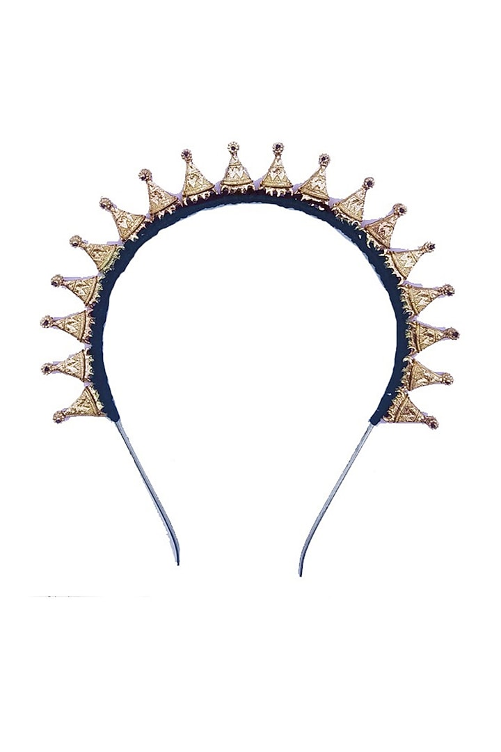 Gold Finish Freshwater Pearl Adjustable Headband by House of Tuhina at Pernia's Pop Up Shop