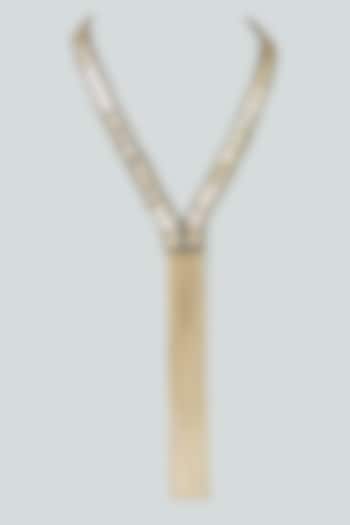 Gold Finish Mixed Metal Long Necklace by House of Tuhina at Pernia's Pop Up Shop