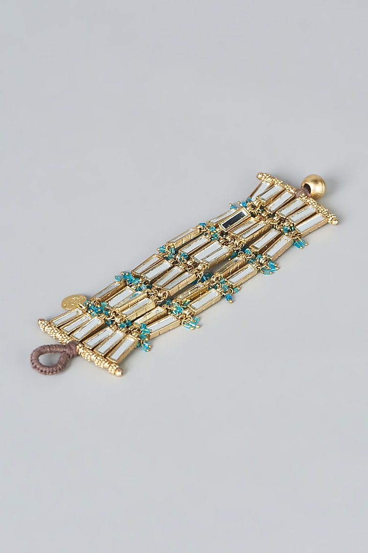 Gold Finish Mirror Bracelet by House of Tuhina at Pernia's Pop Up Shop
