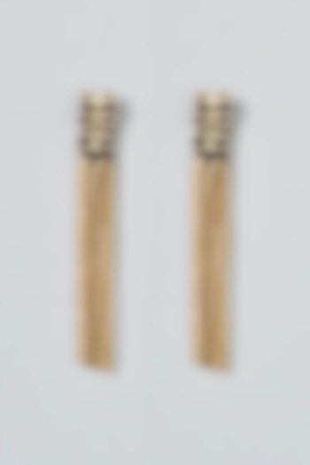 Gold Finish Fringe Earrings by House of Tuhina at Pernia's Pop Up Shop