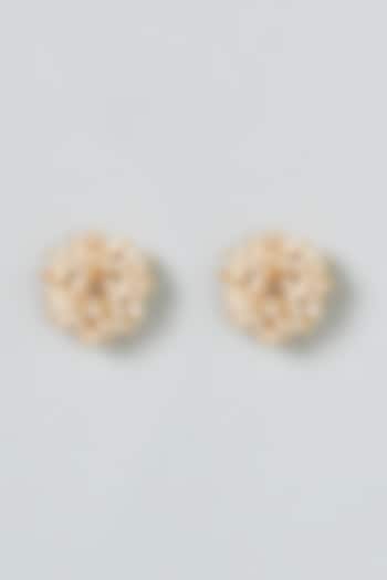 Gold Finish Pearl Stud Earrings by House of Tuhina at Pernia's Pop Up Shop