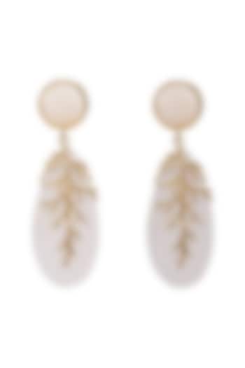 Gold Finish Semi-Precious Stone Dangler Earrings by House of Tuhina at Pernia's Pop Up Shop