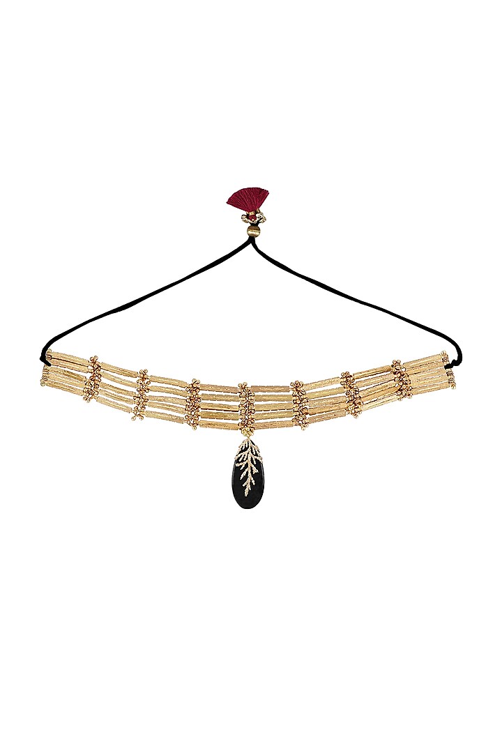 Gold Finish Semi-Precious Stone Choker Necklace by House of Tuhina at Pernia's Pop Up Shop