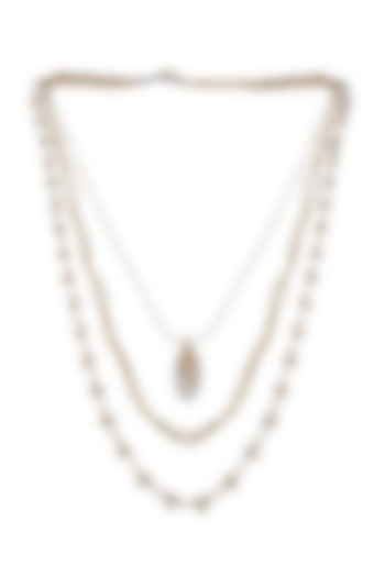 Gold Finish Semi-Precious Stone Layered Necklace by House of Tuhina at Pernia's Pop Up Shop