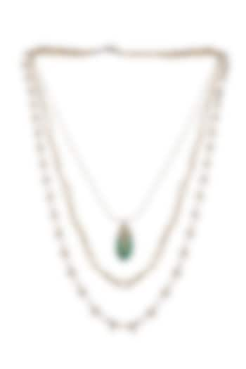 Gold Finish Semi-Precious Stone Layered Necklace by House of Tuhina at Pernia's Pop Up Shop