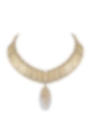 Gold Finish Semi-Precious Stone Choker Necklace by House of Tuhina