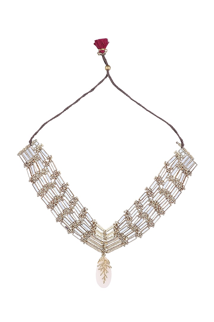 Gold Finish Semi-Precious Stone Choker Necklace by House of Tuhina at Pernia's Pop Up Shop