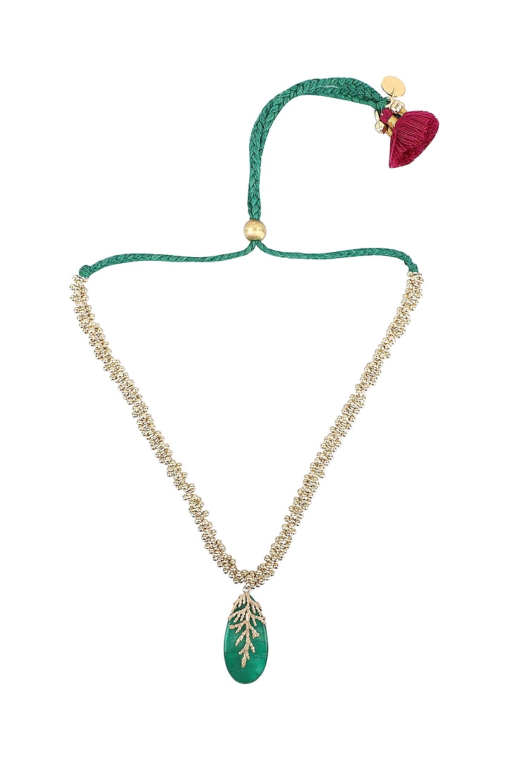 Gold Finish Semi-Precious Stone Choker Necklace by House of Tuhina at Pernia's Pop Up Shop