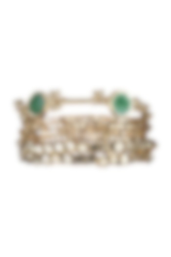 Gold Finish Semi-Precious Stone Enamelled Bracelet by House of Tuhina