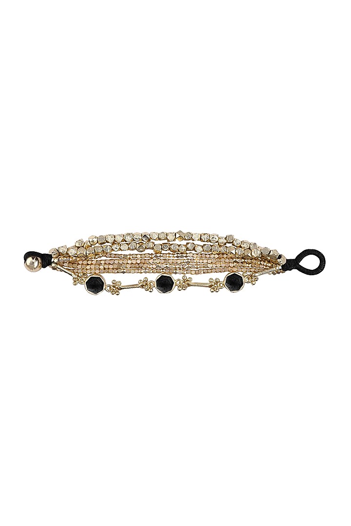 Gold Finish Semi-Precious Stone Enamelled Bracelet by House of Tuhina at Pernia's Pop Up Shop