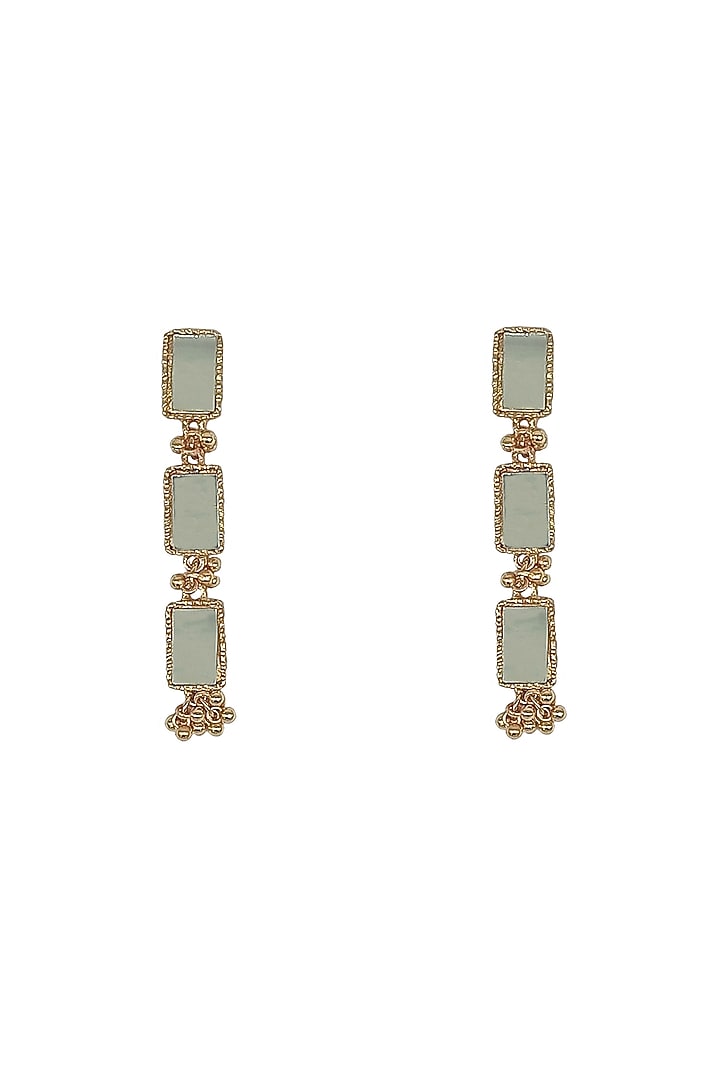 Gold Finish Mirror Dangler Earrings by House of Tuhina at Pernia's Pop Up Shop