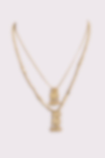 Gold Finish Kundan Polki Necklace Set by House Of Tuhina at Pernia's Pop Up Shop