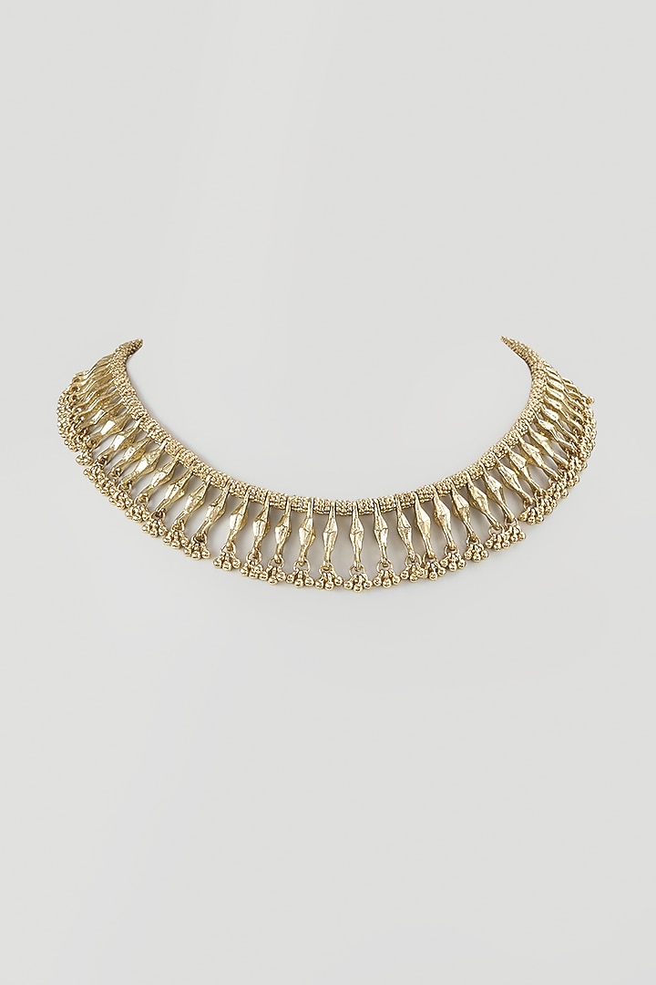 Gold Finish Glass Pearl Necklace by House Of Tuhina at Pernia's Pop Up Shop