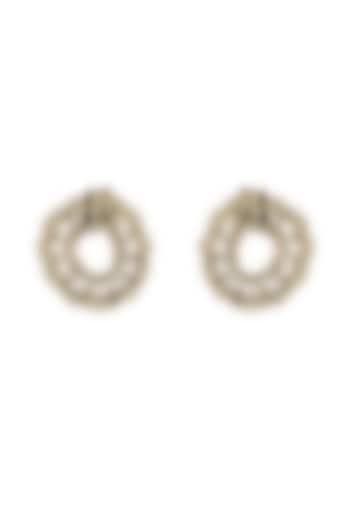 Gold Finish Freshwater Pearl Hoop Earrings by House of Tuhina at Pernia's Pop Up Shop