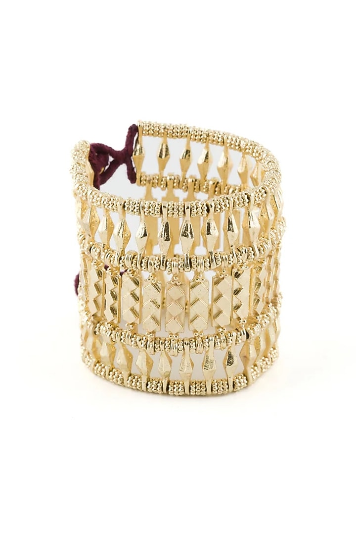 Gold Finish Mirror & Gold Stone Bracelet by House Of Tuhina at Pernia's Pop Up Shop