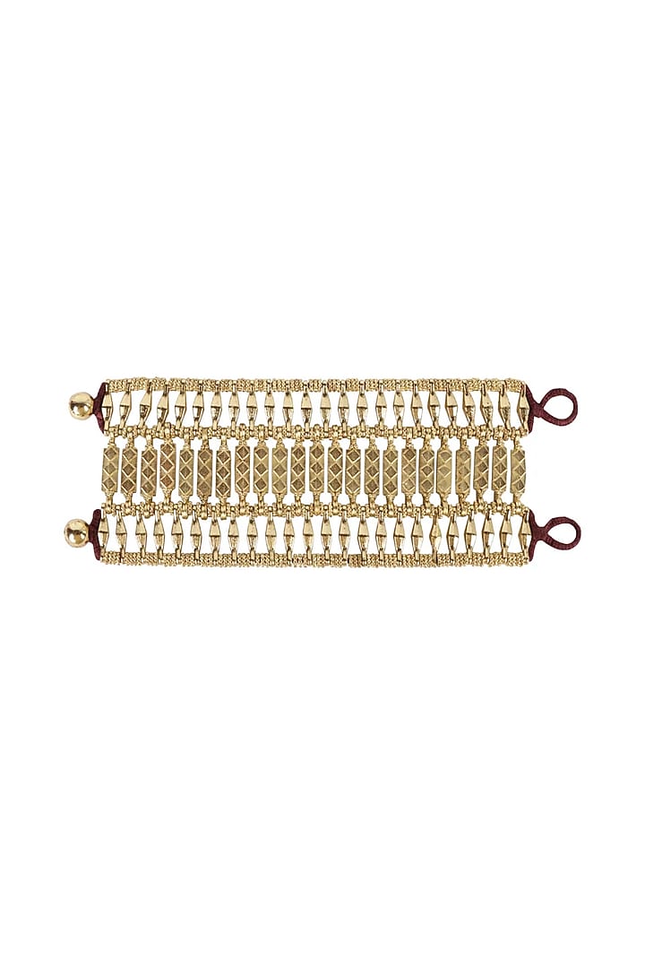 Gold Finish Mirror & Gold Stone Bracelet by House Of Tuhina at Pernia's Pop Up Shop