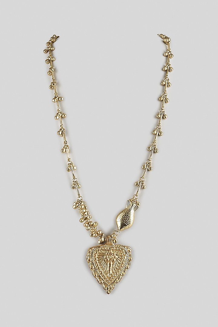 Gold Finish Gold Stone Necklace by House of Tuhina at Pernia's Pop Up Shop