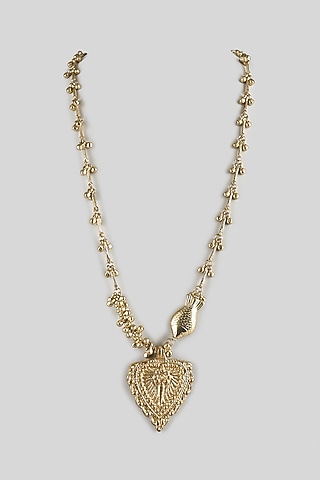 Gold Finish Gold Stone Necklace by House of Tuhina