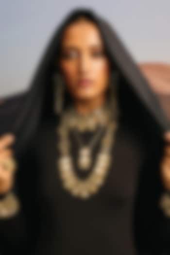 Gold Finish Mirror & Gold Stone Necklace by House Of Tuhina at Pernia's Pop Up Shop