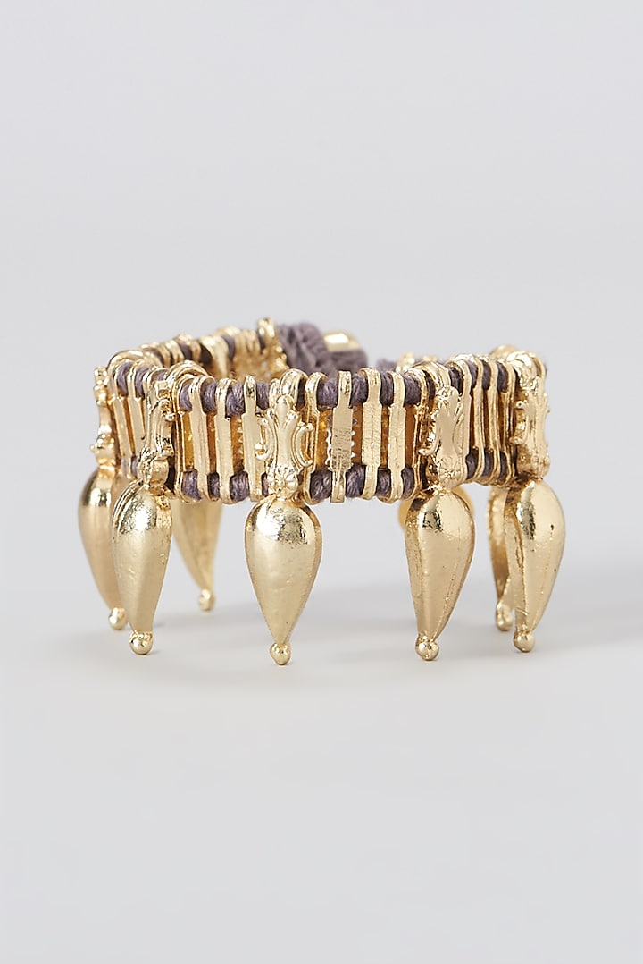 Gold Finish Glass Pearls Bracelet by House of Tuhina