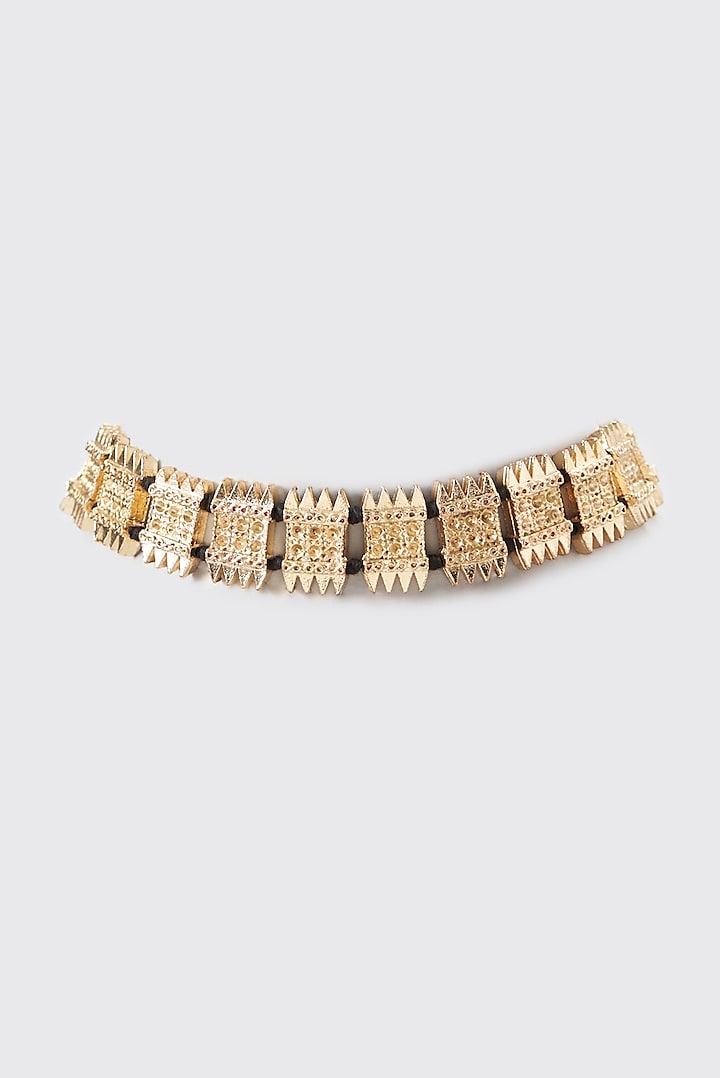 Gold Finish Cotton Thread Choker Necklace by House of Tuhina