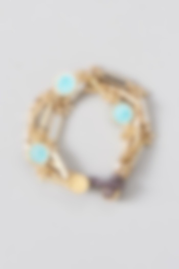 Gold Finish Enameled Stone & Mirror Bracelet by House of Tuhina