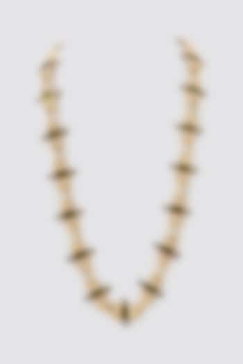 Gold Finish Cotton Thread & Enameled Stone Long Necklace by House of Tuhina