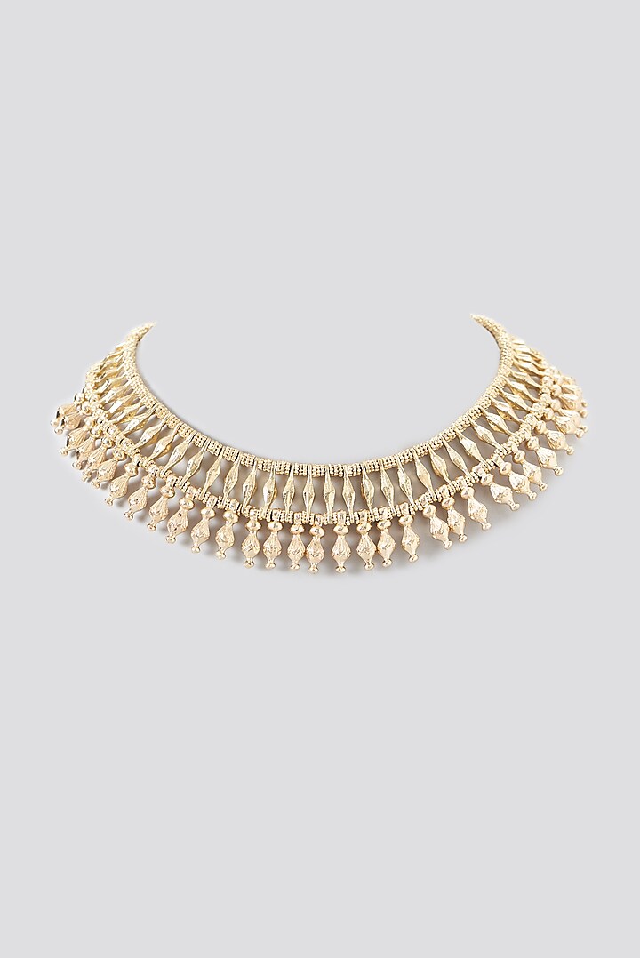 Gold Finish Cotton Thread Necklace by House of Tuhina