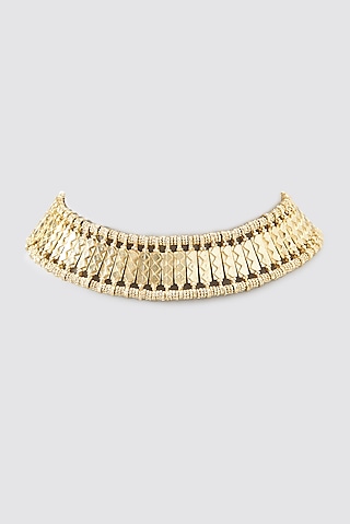 Gold Finish Cotton Thread Necklace by House of Tuhina