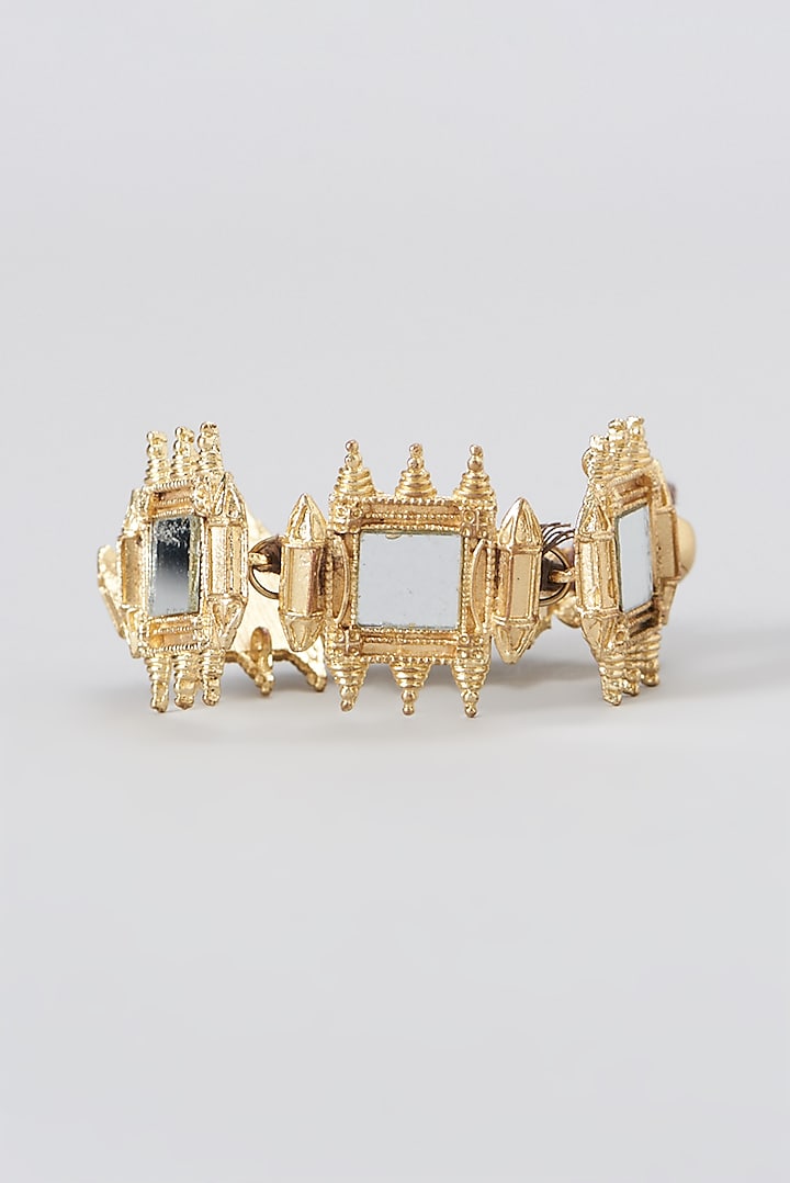 Gold Finish Cotton Thread & Mirror Bracelet by House of Tuhina