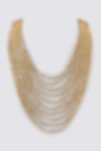 Gold Finish Cotton Thread Layered Necklace by House of Tuhina at Pernia's Pop Up Shop