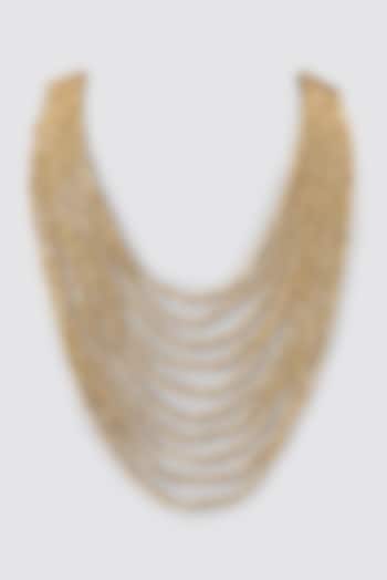 Gold Finish Cotton Thread Layered Necklace by House of Tuhina