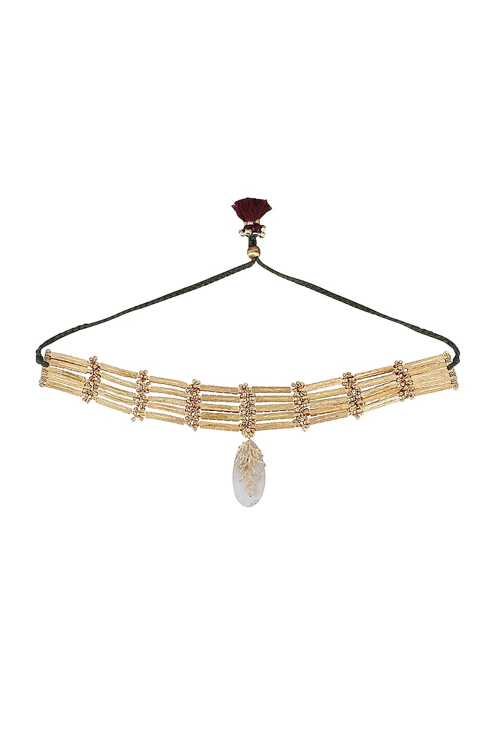 Gold Finish Semi-Precious Stone Choker Necklace by House Of Tuhina at Pernia's Pop Up Shop