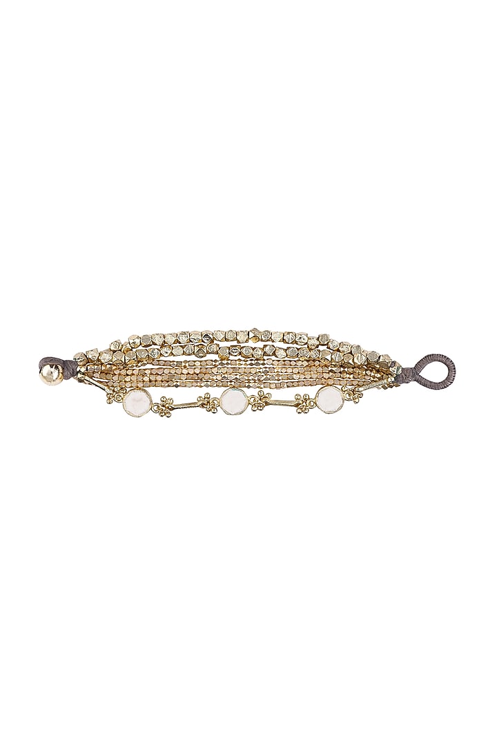 Gold Finish Semi-Precious Stone Enamelled Bracelet by House Of Tuhina at Pernia's Pop Up Shop