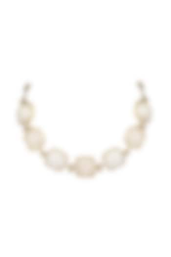 Gold Finish White Quartz Square Stone Choker Necklace by House Of Tuhina at Pernia's Pop Up Shop