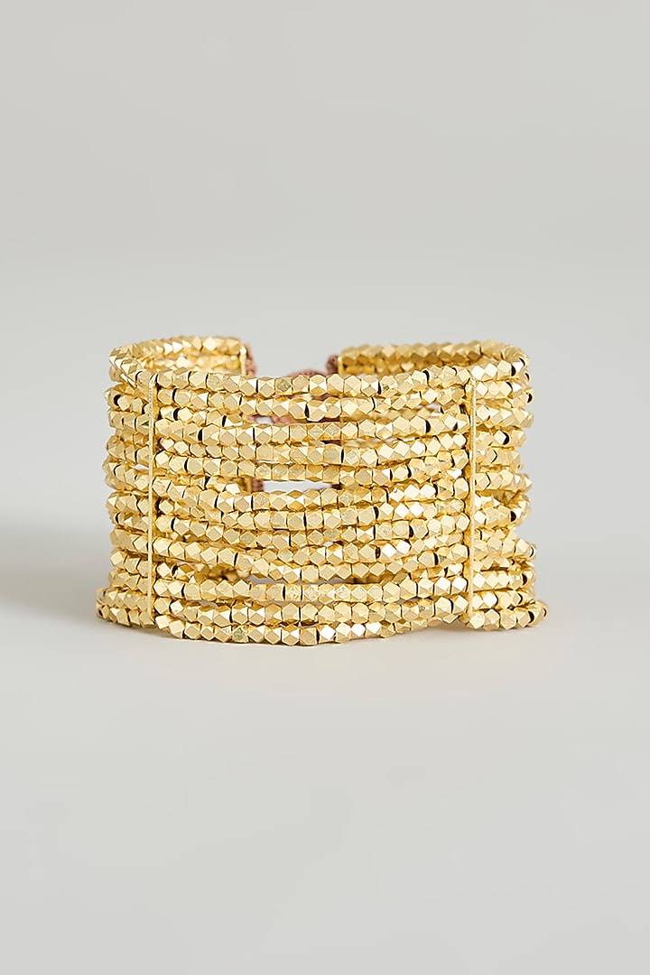 Gold Finish Cut Mirror Bracelet by House Of Tuhina at Pernia's Pop Up Shop