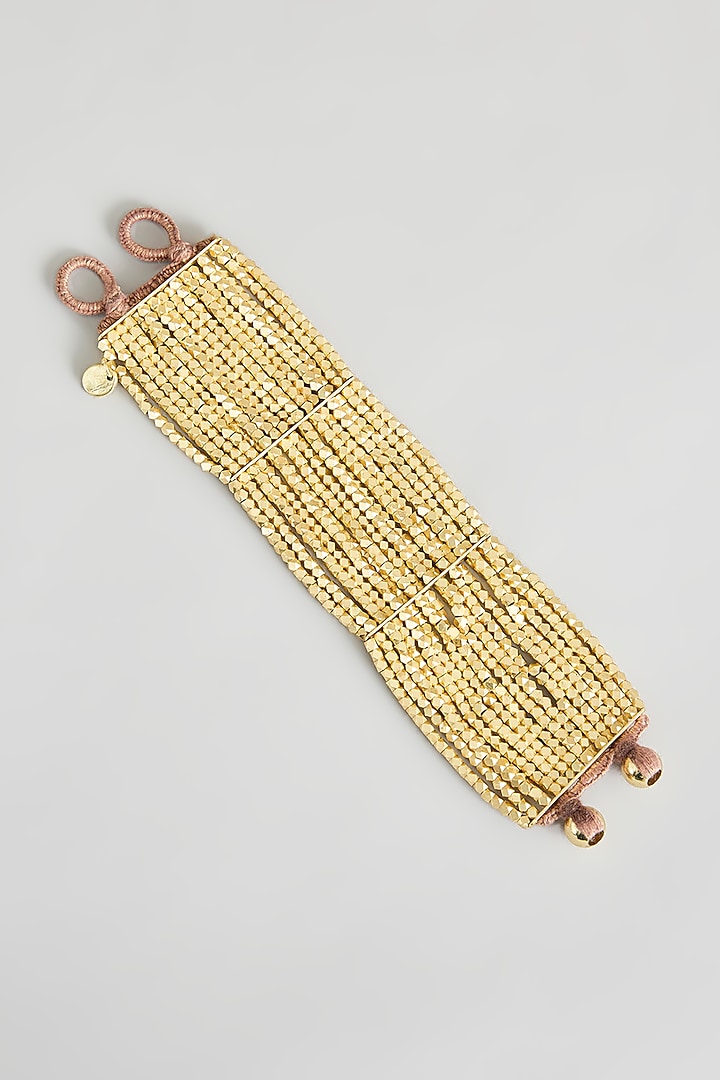 Gold Finish Cut Mirror Bracelet by House Of Tuhina at Pernia's Pop Up Shop