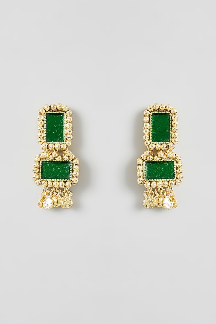 Gold Finish Cut Mirror Dangler Earrings by House Of Tuhina at Pernia's Pop Up Shop