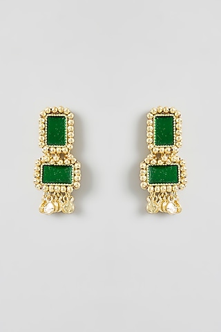 Gold Finish Cut Mirror Dangler Earrings by House Of Tuhina