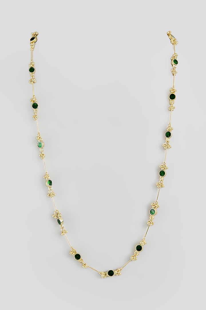 Gold Finish Cut Mirror String Necklace by House Of Tuhina at Pernia's Pop Up Shop