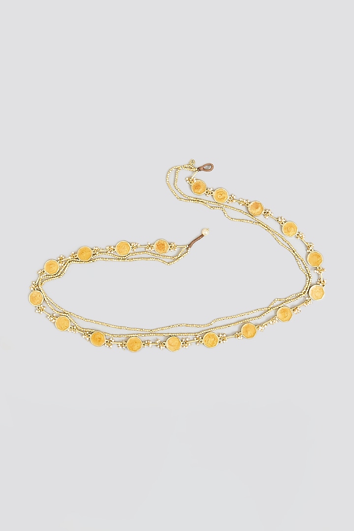 Gold Finish Cut Mirror String Necklace by House Of Tuhina at Pernia's Pop Up Shop