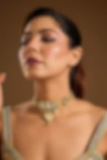 Gold Finish Cut Mirror Necklace by House Of Tuhina at Pernia's Pop Up Shop