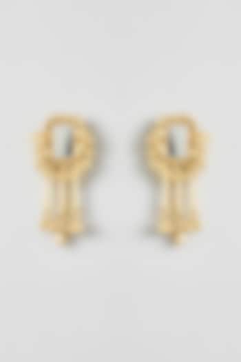 Gold Finish Cut Mirror Dangler Earrings by House Of Tuhina at Pernia's Pop Up Shop